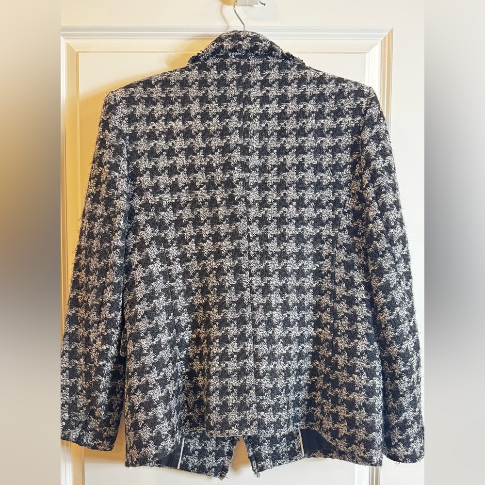 Mango Double-Breasted Houndstooth Blazer Tweed Blazer - Picture 3 of 8